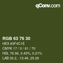 カラーコード: RGB 63 76 30 | qconv.com