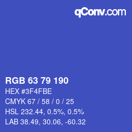 カラーコード: RGB 63 79 190 | qconv.com