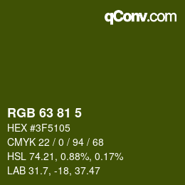 Color code: RGB 63 81 5 | qconv.com