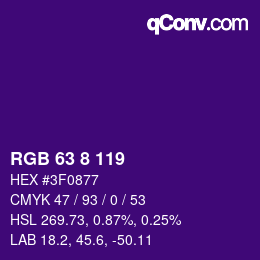 カラーコード: RGB 63 8 119 | qconv.com