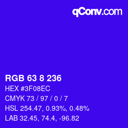 カラーコード: RGB 63 8 236 | qconv.com