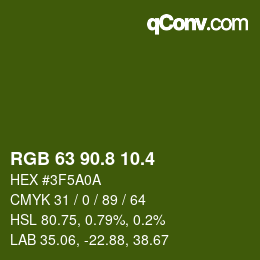 カラーコード: RGB 63 90.8 10.4 | qconv.com