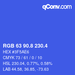 カラーコード: RGB 63 90.8 230.4 | qconv.com