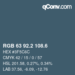 カラーコード: RGB 63 92.2 108.6 | qconv.com