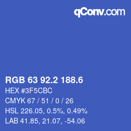 カラーコード: RGB 63 92.2 188.6 | qconv.com