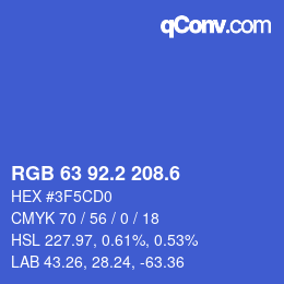 カラーコード: RGB 63 92.2 208.6 | qconv.com