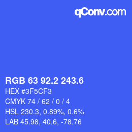 カラーコード: RGB 63 92.2 243.6 | qconv.com