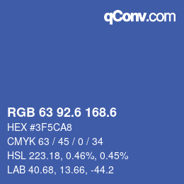 カラーコード: RGB 63 92.6 168.6 | qconv.com