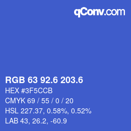 カラーコード: RGB 63 92.6 203.6 | qconv.com