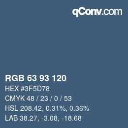 颜色代码: RGB 63 93 120 | qconv.com