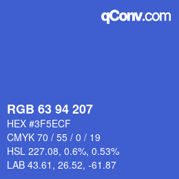 颜色代码: RGB 63 94 207 | qconv.com
