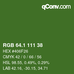 カラーコード: RGB 64.1 111 38 | qconv.com