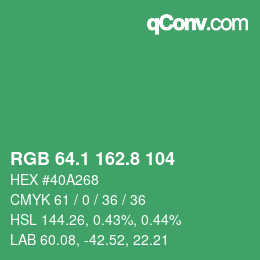 カラーコード: RGB 64.1 162.8 104 | qconv.com
