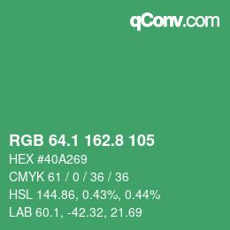 カラーコード: RGB 64.1 162.8 105 | qconv.com