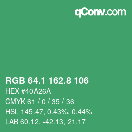 カラーコード: RGB 64.1 162.8 106 | qconv.com