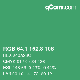 カラーコード: RGB 64.1 162.8 108 | qconv.com