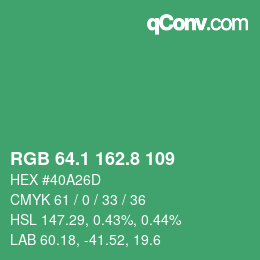 カラーコード: RGB 64.1 162.8 109 | qconv.com