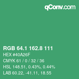 カラーコード: RGB 64.1 162.8 111 | qconv.com
