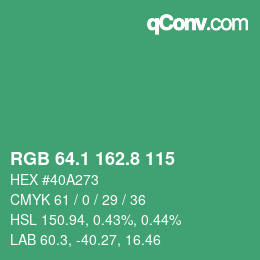 カラーコード: RGB 64.1 162.8 115 | qconv.com