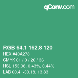 カラーコード: RGB 64.1 162.8 120 | qconv.com