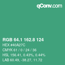 カラーコード: RGB 64.1 162.8 124 | qconv.com