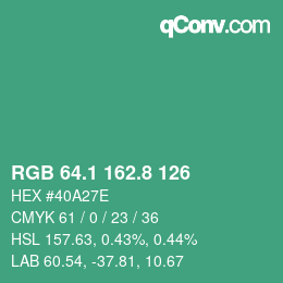 カラーコード: RGB 64.1 162.8 126 | qconv.com