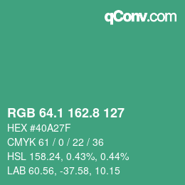 カラーコード: RGB 64.1 162.8 127 | qconv.com