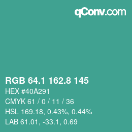 Color code: RGB 64.1 162.8 145 | qconv.com