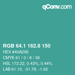 Farbcode: RGB 64.1 162.8 150 | qconv.com