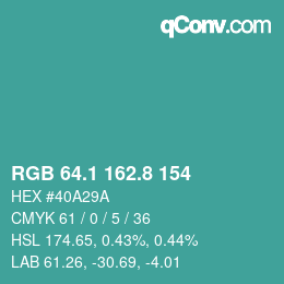 Color code: RGB 64.1 162.8 154 | qconv.com