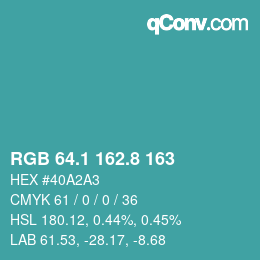 カラーコード: RGB 64.1 162.8 163 | qconv.com