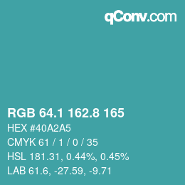 Color code: RGB 64.1 162.8 165 | qconv.com