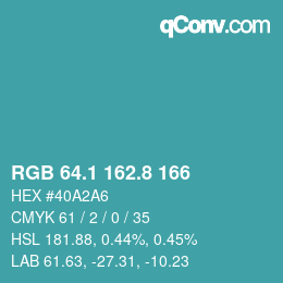 カラーコード: RGB 64.1 162.8 166 | qconv.com