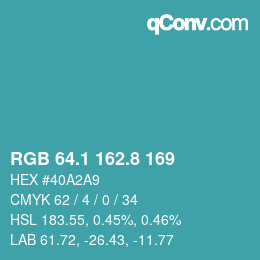Color code: RGB 64.1 162.8 169 | qconv.com