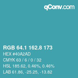 Color code: RGB 64.1 162.8 173 | qconv.com