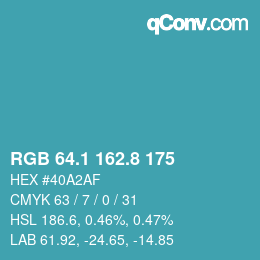 カラーコード: RGB 64.1 162.8 175 | qconv.com