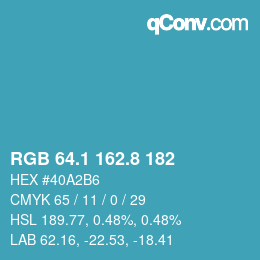 カラーコード: RGB 64.1 162.8 182 | qconv.com