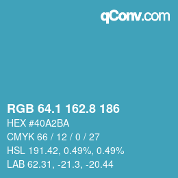 カラーコード: RGB 64.1 162.8 186 | qconv.com