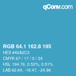 カラーコード: RGB 64.1 162.8 195 | qconv.com