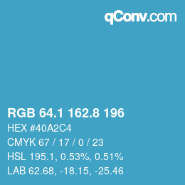 カラーコード: RGB 64.1 162.8 196 | qconv.com