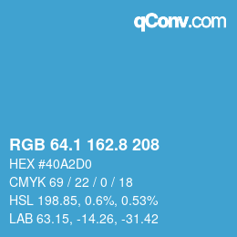 カラーコード: RGB 64.1 162.8 208 | qconv.com