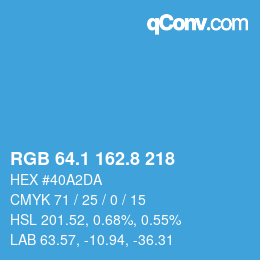 カラーコード: RGB 64.1 162.8 218 | qconv.com