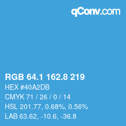 カラーコード: RGB 64.1 162.8 219 | qconv.com