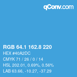 カラーコード: RGB 64.1 162.8 220 | qconv.com