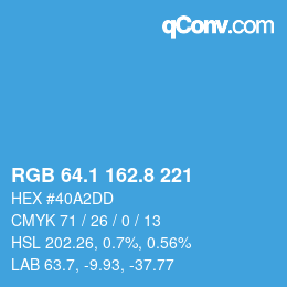 カラーコード: RGB 64.1 162.8 221 | qconv.com