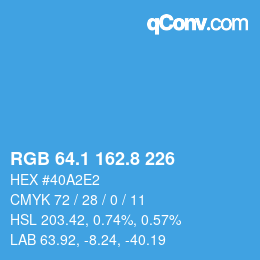 Color code: RGB 64.1 162.8 226 | qconv.com