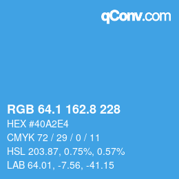 Color code: RGB 64.1 162.8 228 | qconv.com