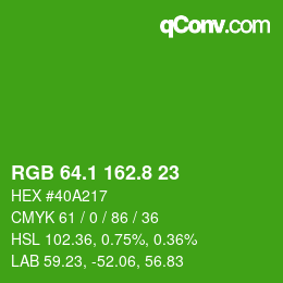 カラーコード: RGB 64.1 162.8 23 | qconv.com