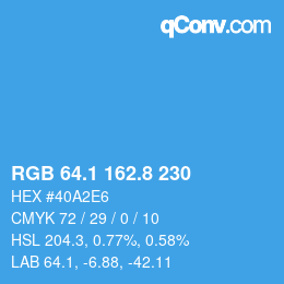 Color code: RGB 64.1 162.8 230 | qconv.com
