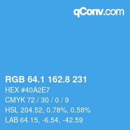Color code: RGB 64.1 162.8 231 | qconv.com